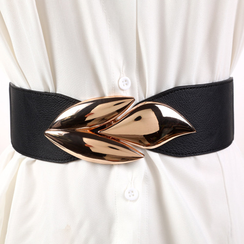 Women's elastic wide waist belt fashionable new versatile down jacket black waist seal belt wholesale from manufacturer