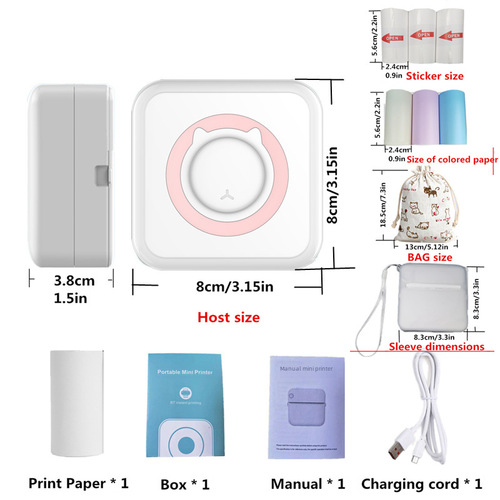 Xunchen Wrong Question Label Printer Ultra Clear Miniature Mini Handbook Photo Printer Meow Meow Homework Organizer 