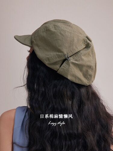 Heavyweight comeback | Casual Japanese cotton linen beret for women, spring and summer streetwear versatile hat, three-dimensional and stylish newsboy hat