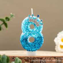 蓝皇冠DIY数字蜡烛速卖通电商热卖批发创意周岁生日蜡烛蛋糕装饰