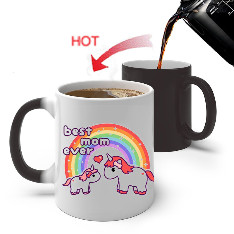 best mom ever Mother's Day Father's Day Creative Color Changing Mug Ceramic Thermal Temperature Sensitive Coffee Cup
