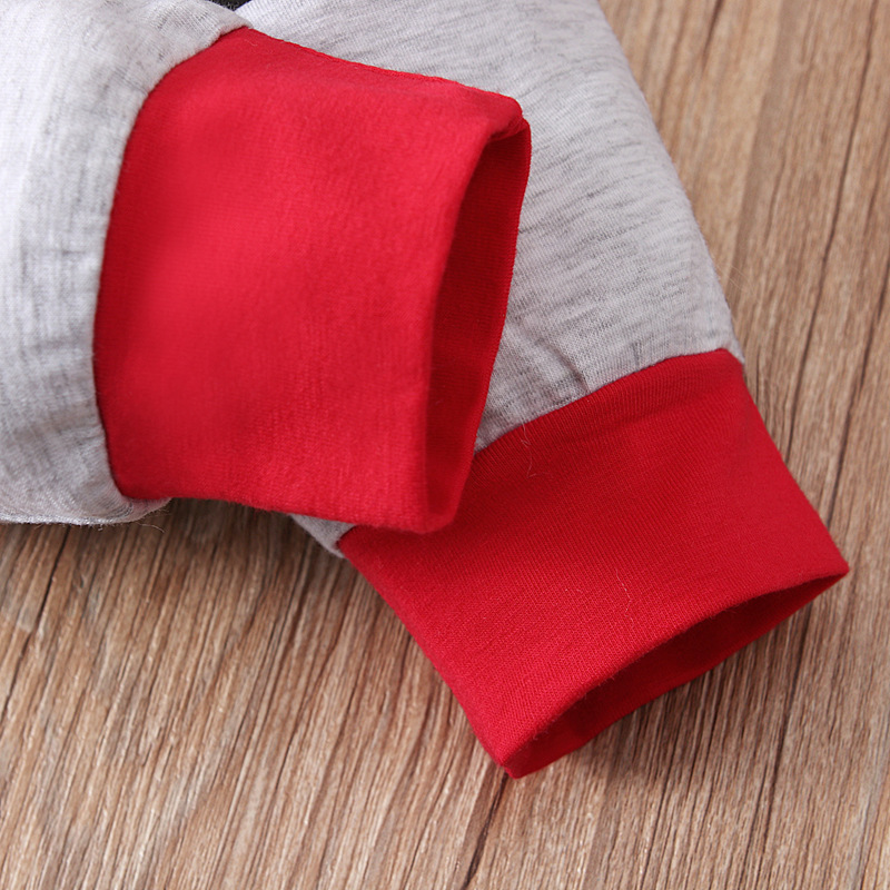 Boys And Girls Spring And Autumn Santa Claus Gray Long-sleeved Top + Trousers + Hat Three-piece Suit Children's Clothing_voghion.com