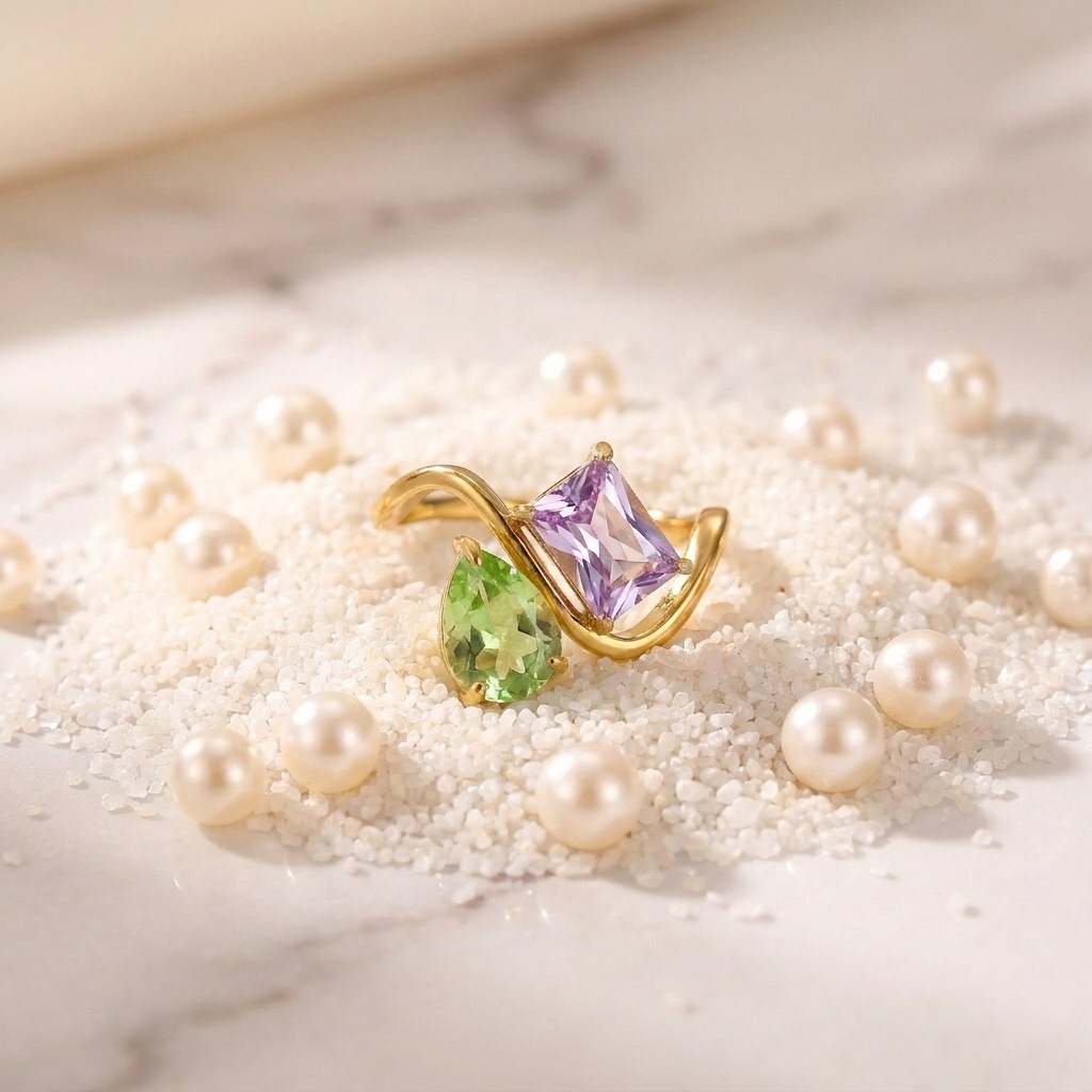 12 Birthstone Ring Replaceable Colored Gemstone Ring Luxury Titanium Steel Gold Plated Ring Women