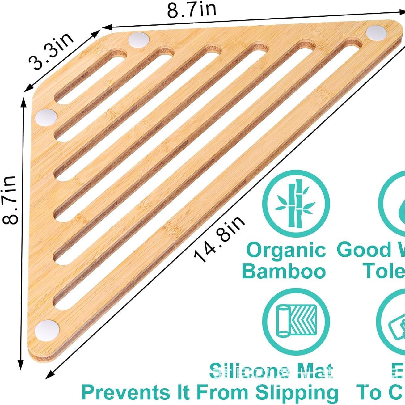 Cocina Triángulo de bambú y madera, rejilla de secado, mesa de lavado, rejilla de jabón de madera, rejilla de drenaje conveniente de madera maciza para el hogar