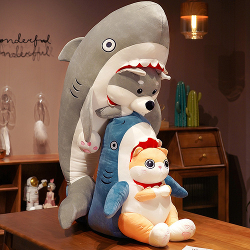 Internet celebrity cute shark cat doll plush toy pillow shark dog doll gives funny gifts to male and female friends