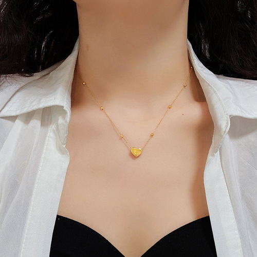Young new style light luxury titanium steel non-fading beads love necklace niche design internet celebrity simple clavicle chain for women