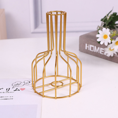 Simple floral vase dried flower decorative arrangement flower metal container photography flower stand craft iron wire hydroponic plant vase