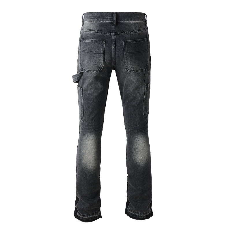 Jeans uomo vintage patchwork con gamba a zampa lavaggio chiaro_voghion.com