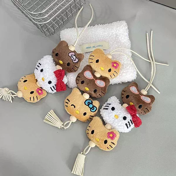 Little Red Book Same hellokitty Head Handmade Plush Bag Pendant Keychain Autumn and Winter Accessories Hanging Ornaments