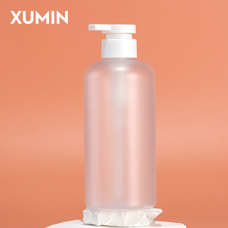 Botella de emulsión de plástico PET en stock 300ml botella de gel de baño transparente 500ml botella de champú