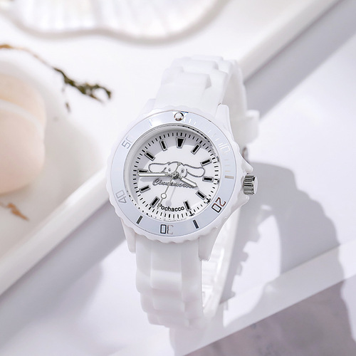Cartoon Silicone White Pearls Dog Lulumi Analog Student Quartz Watch New Watch Wholesale
