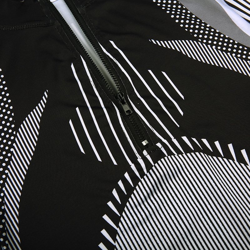 Fashion Stripe High Neck Long Sleeve Printing Zipper Spandex Polyester Above Knee Sheath Dress