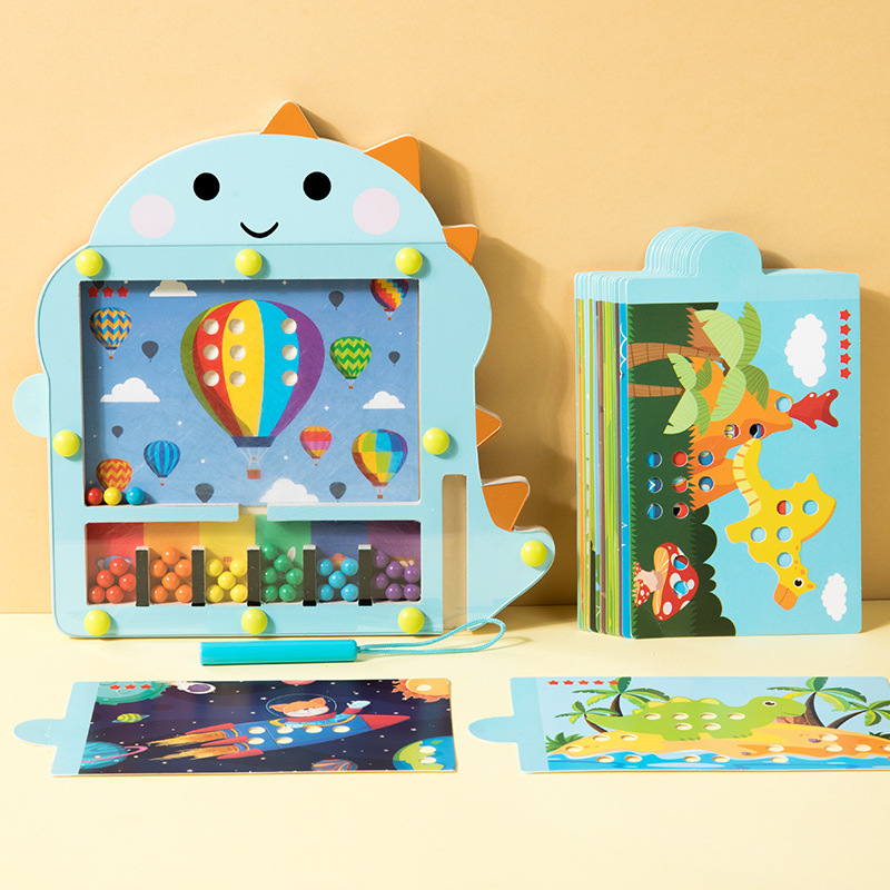Dinosaurio magnético transfronterizo bolígrafo paseo laberinto infantil juguetes de rompecabezas color clasificación cognitivo puzzle juguetes de puzzle