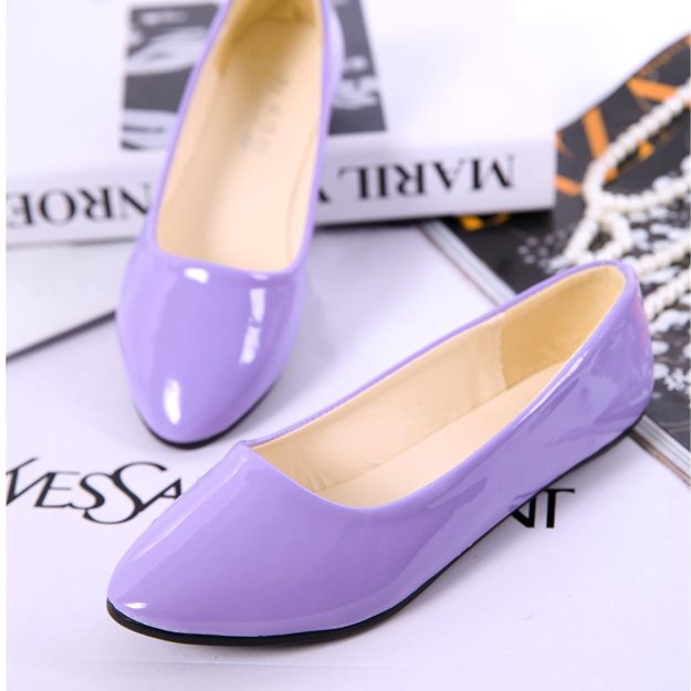 Summer shoes for students flat made of patent leather