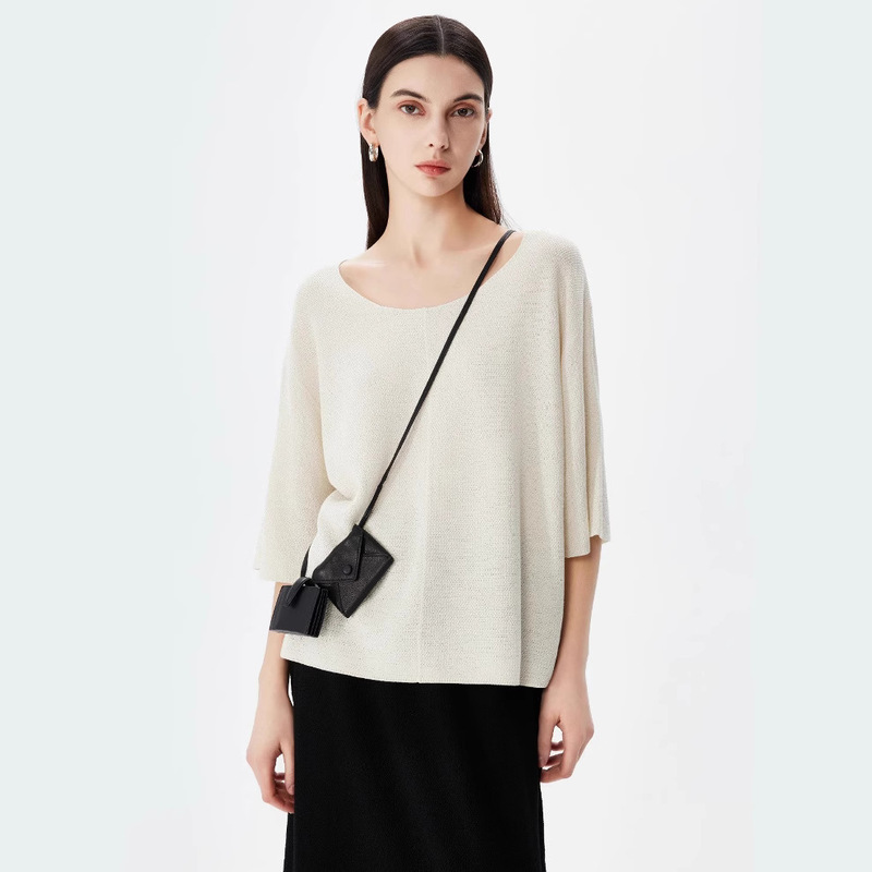 High-end Minimalist Old Money Style Loose Knitted Sweater suit Large Round Neck Curled Vest Top Long Knitted Overskirt