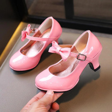 女童高跟鞋2025新款春季儿童主持人小皮鞋女孩宝宝演出走秀公主鞋