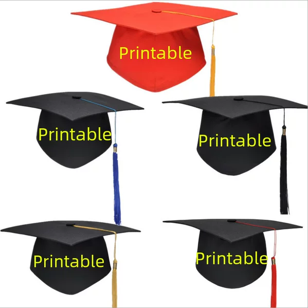 Wholesale Printed School Logo Graduation Hats for High School Graduation Ceremonies, 18-Year-Old Coming-Of-Age Ceremonies, and College Bachelor's Hats with Logo Printing