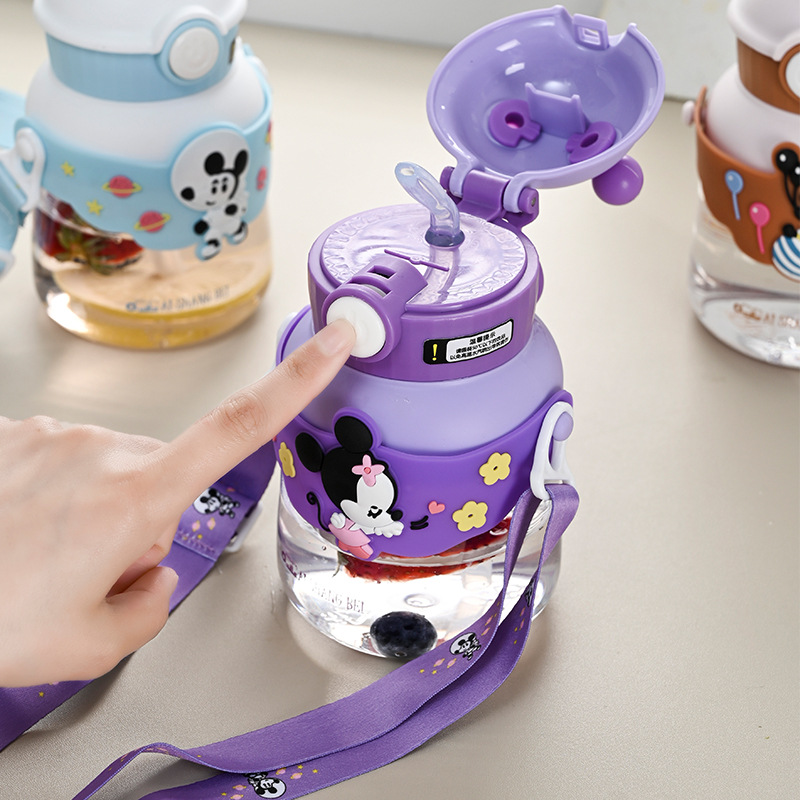 Taza de leche para bebés, taza de agua para niños, mango portátil de jardín de infantes, taza de plástico de doble propósito, taza para bebés