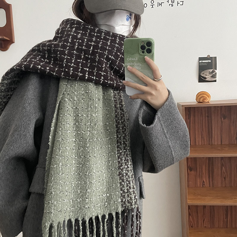 Maillard winter scarf women's winter high-end 2024 new autumn and winter houndstooth long scarf with coat