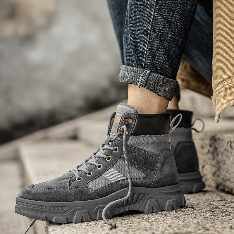터프 맨 작업복 신발 남성 하이 탑 남성 신발 가을과 겨울 새로운 마틴 부츠 증가 캐주얼 가죽 부츠 높은 2021