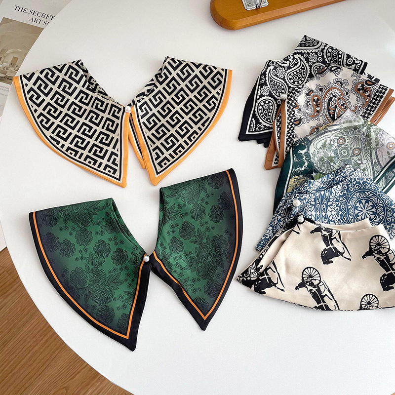 Nueva bufanda de cuello falso para mujer hebilla de perla chal exterior primavera y verano falda a juego camisa cuello-protección chaleco bufanda