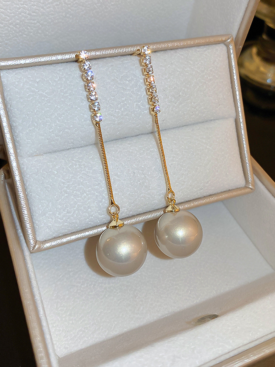 Pendientes de perla de diamantes con aguja de plata de súper hada, pendientes de borla de flores, pendientes de moda francesa, pendientes de nicho para mujer, lujo ligero, sentido de alta gama