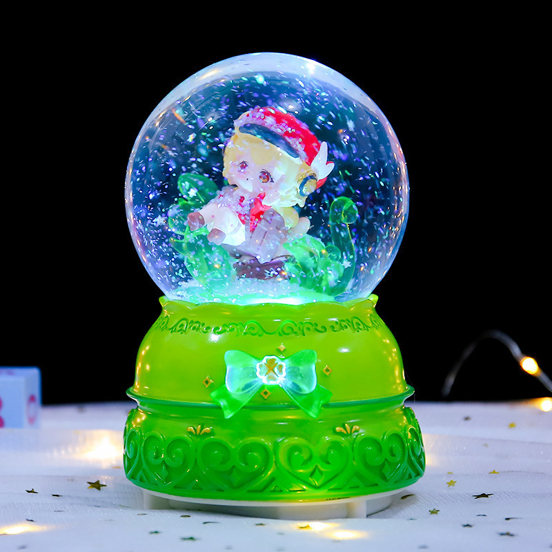 Nuevas estrellas de dibujos animados desean decorar bolas de cristal nieve brillante atmósfera interior de ocho cajas de sonido regalo para estudiantes