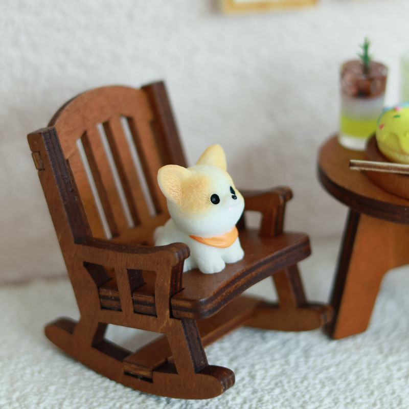 クリエイティブなミニロッキングチェアオーナメント、レトロでノスタルジックなロッキングチェアシーン撮影小道具、ミニチュアモデル、在庫あり、迅速発送|undefined