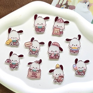 Acrylic Cartoon Cute Super Cute Coffee Dog Patch DIY Hairpin Brooch Badge Refrigerator Magnet Jewelry Small