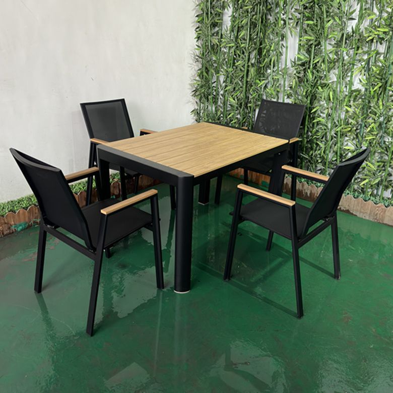 Outdoor courtyard table and chairs, anti-corrosion wood, outdoor open-air balcony garden leisure dining table, balcony homestay table and chair set