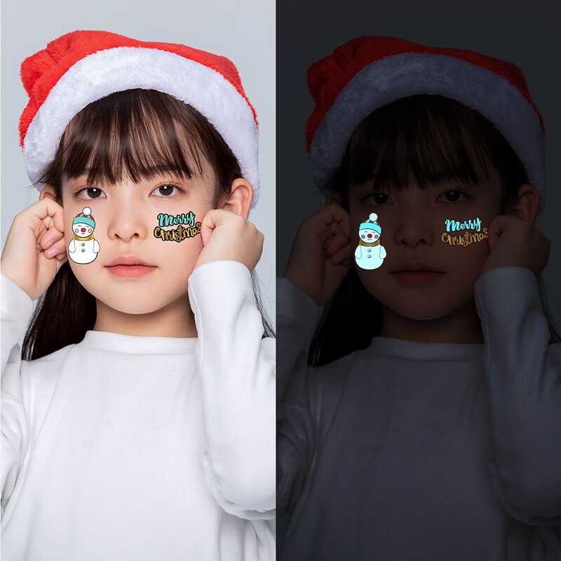 Christmas Kidsren's Cartoon New Year Christmas Tattoo Stickers Hot Stamping Luminous Face Stickers Snowflake Luminous Waterproof Tattoo Stickers Christmas Kidsren's Cartoon New Year Christmas Tattoo Stickers Hot Stamping Luminous Face Stickers Snowflake Luminous Waterproof Tattoo Stickers