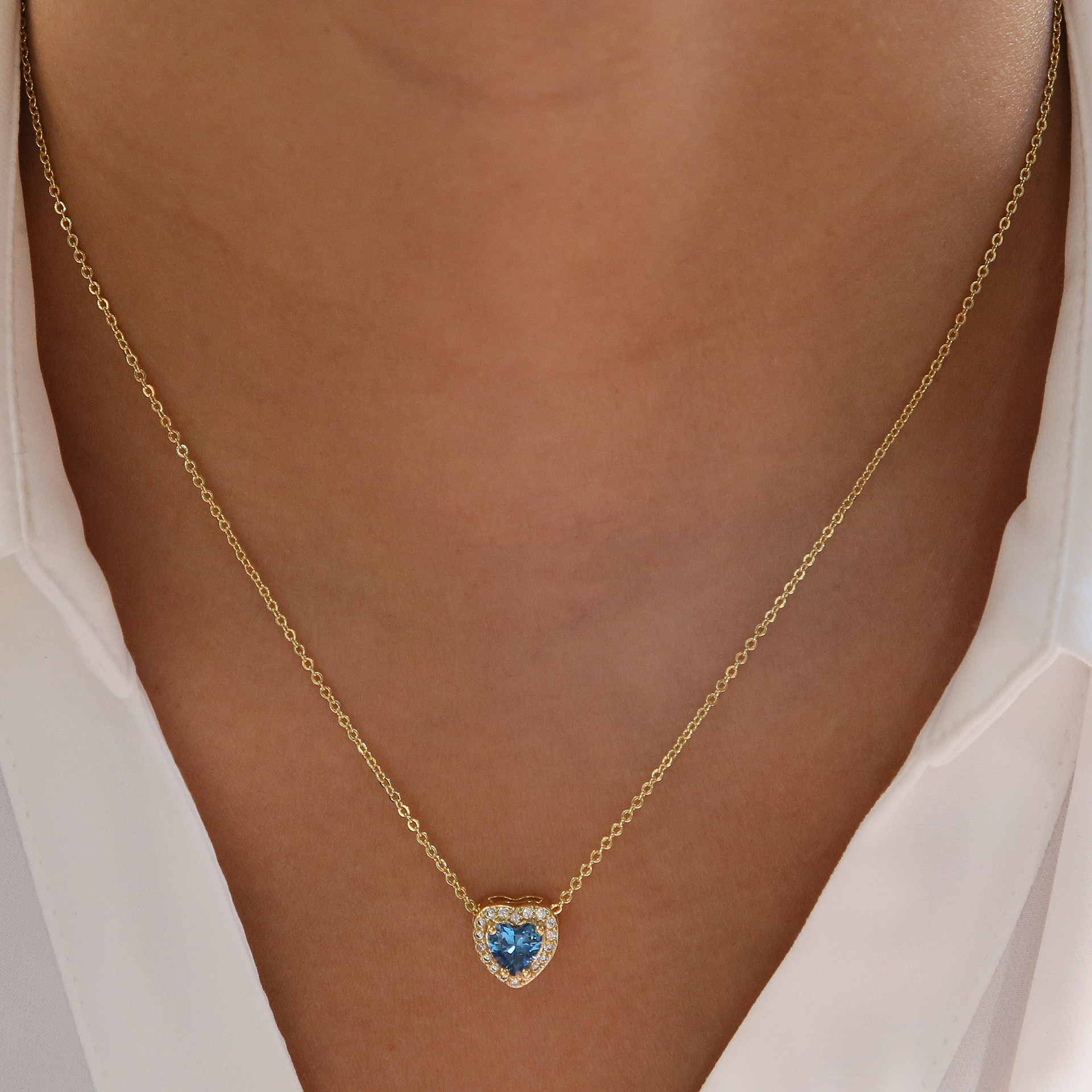 Copper Material Heart Shape Pattern Wholesale Jewelry Sweet Classic Style Heart Shape Copper Plating Cable Chain Pendant Necklace