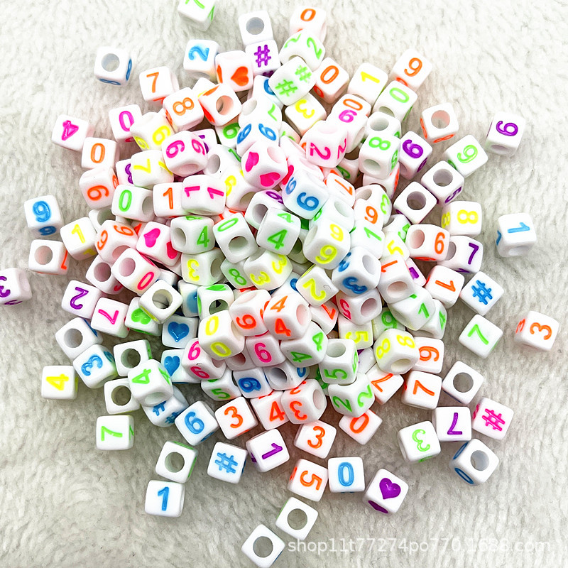 6mmアクリル散珠カラー英語滴油アルファベットビーズDIYアクセサリー子供早教ビーズ