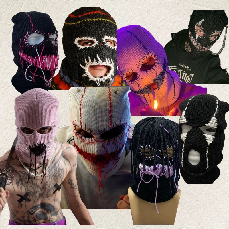 Амазонка Балаклава Шляпа Забавная водолазка Крышка Лицо Взрыв Хэллоуин Очки Маска Вязаная водолазка