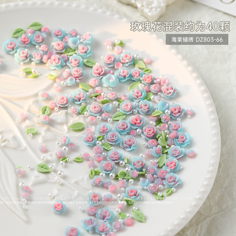 해탕 수 놓은 진주 장미 약 30-40