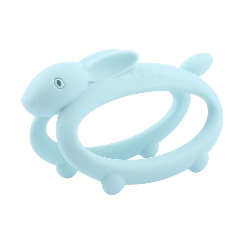 Nuevo bebé de dibujos animados animal mordedor creativo bebé de silicona conejo mordedura gel molar juguete AliExpress