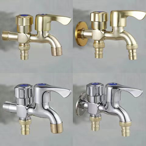 Engineering alloy washing machine faucet 4 points Water cage head lengthened one in two out dual use double out mop pool