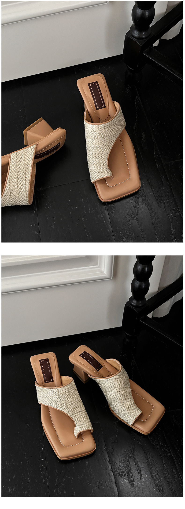 Dép sandal cao gót nữ hở mũi kiểu Pháp đan chéo, gót cao 9 cm, đế mềm — Màu cà phê (Nâu) chi tiết 8