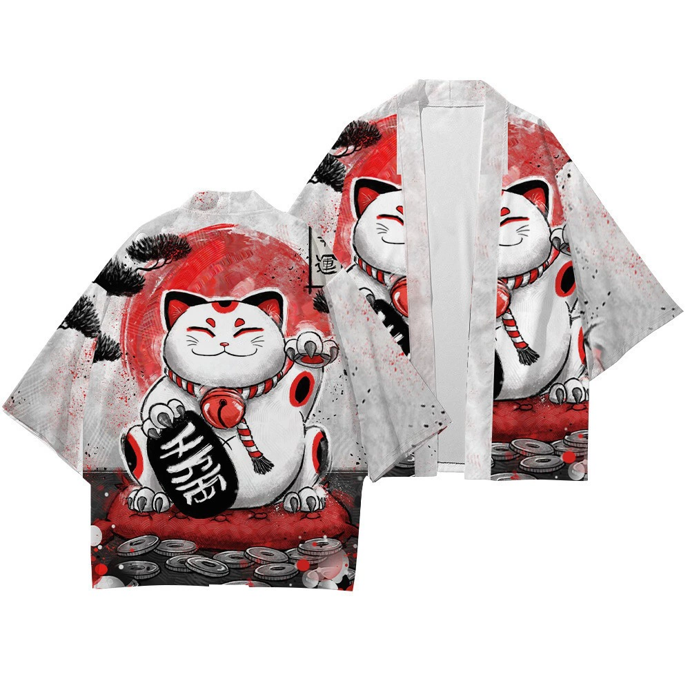 Японское плащ-тренч, трендовая халат-robe, кардиган, куртка, 3D, для удачи, оверсайз