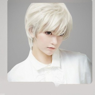 Foreign trade wig men's and women's animation cos fake hair white texture short hair fashion handsome mechanism headgear a generation of hair