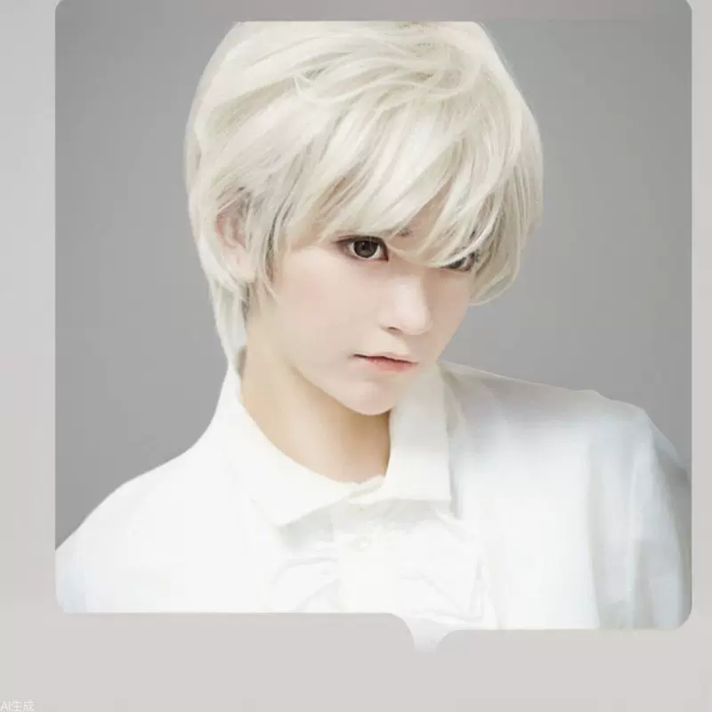 外贸假发男女动漫cos假毛白色纹理短发时尚帅气机制头套一件代发