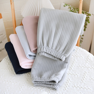 Floral air layer pajama pants for women autumn and winter New Home wear loose drawstring trousers quilted closed warm pants for generation