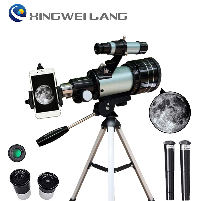 批发30070银色天文望远镜观星儿童学生入门高倍高清单筒天地两用
