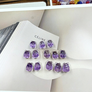 Natural Amethyst Nine-Tail Fox Phoenix Nine Carving Small Accessories Flower Diy Bracelet Accessories Exquisite Fashion