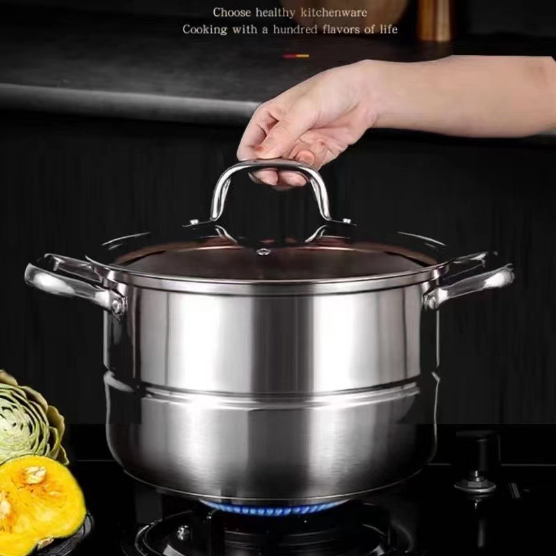 26cm 단층 찜기 [흰색 유리뚜껑]