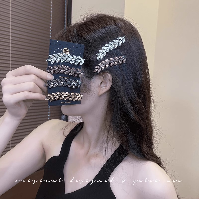 Alta sensación de diamante de brocas de trigo pin de borde 2024 nuevo cabello roto pin de cabello frangeo cabeza detrás de una palabra pin de boca de broca pin de cabeza