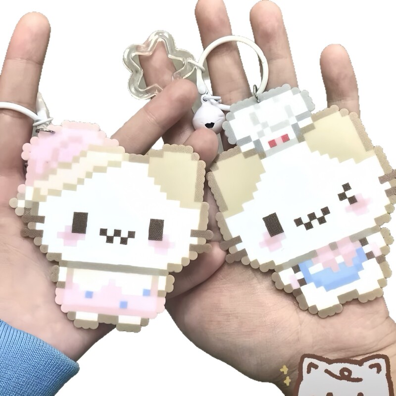 日系卡通像素小兔kitty钥匙扣挂件甜美可爱包包挂件亚克力挂饰品|undefined