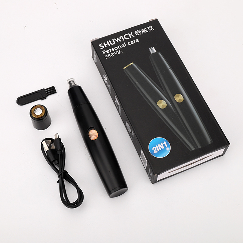 Hombres domésticos 2 en 1 recortador de pelo nasal eléctrico multifuncional afeitador doméstico mini cuchillo de pelo nasal cuando se carga