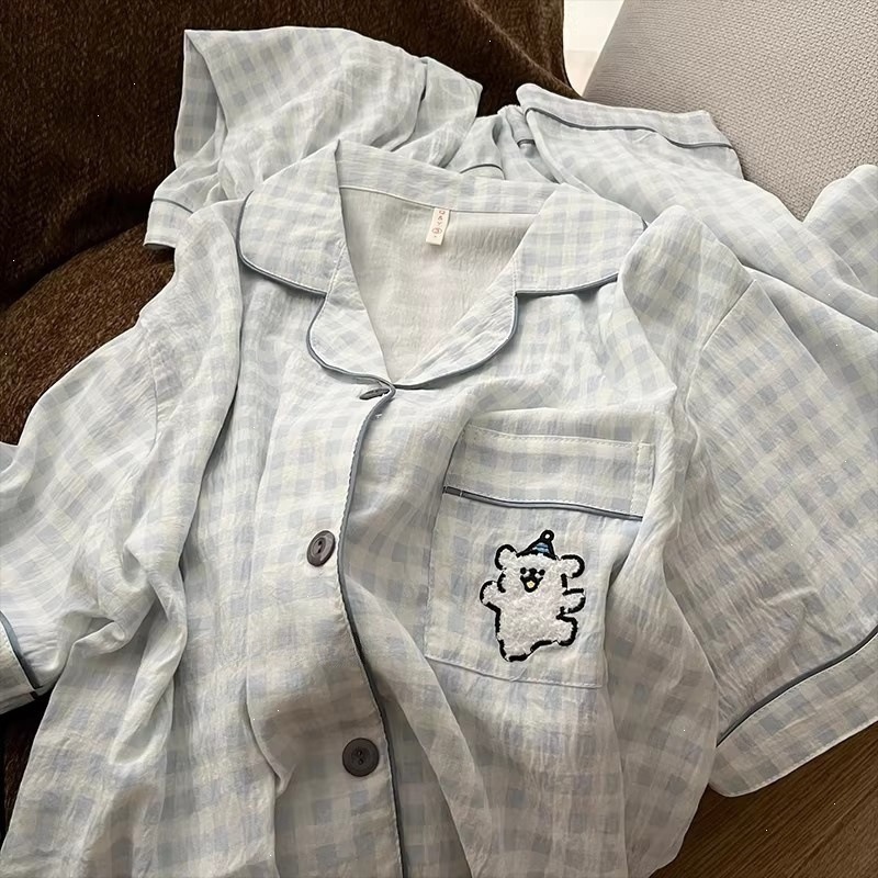 Yunduo cotton-j2836 # Blue check puppy three-piece set / M code [recommended 37.5-50kg ]