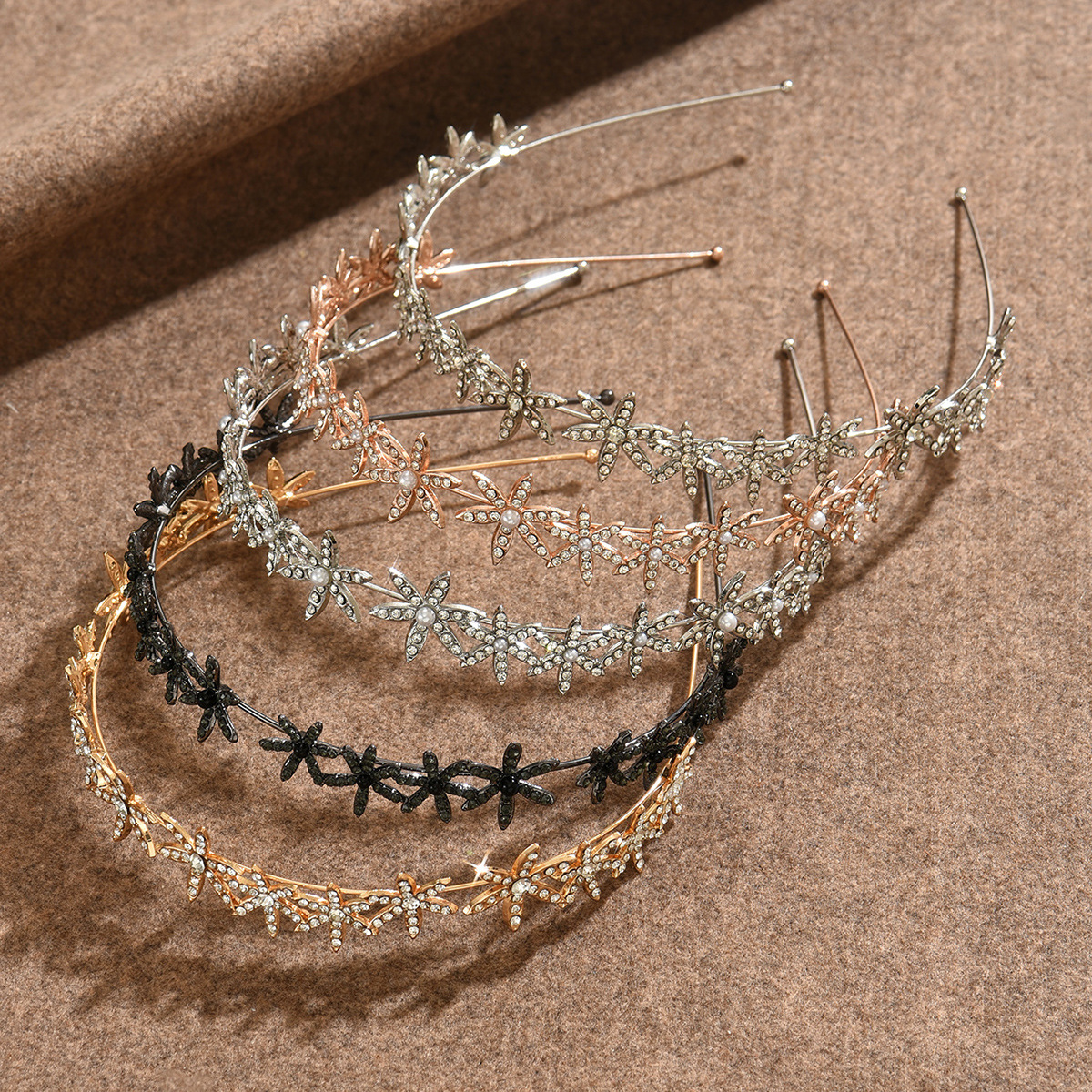 Bride Crown toad de cabello de copo de nieve de diamante de perla prensado bandeja de cabello fuera de temperamento toad de cabello de ficha